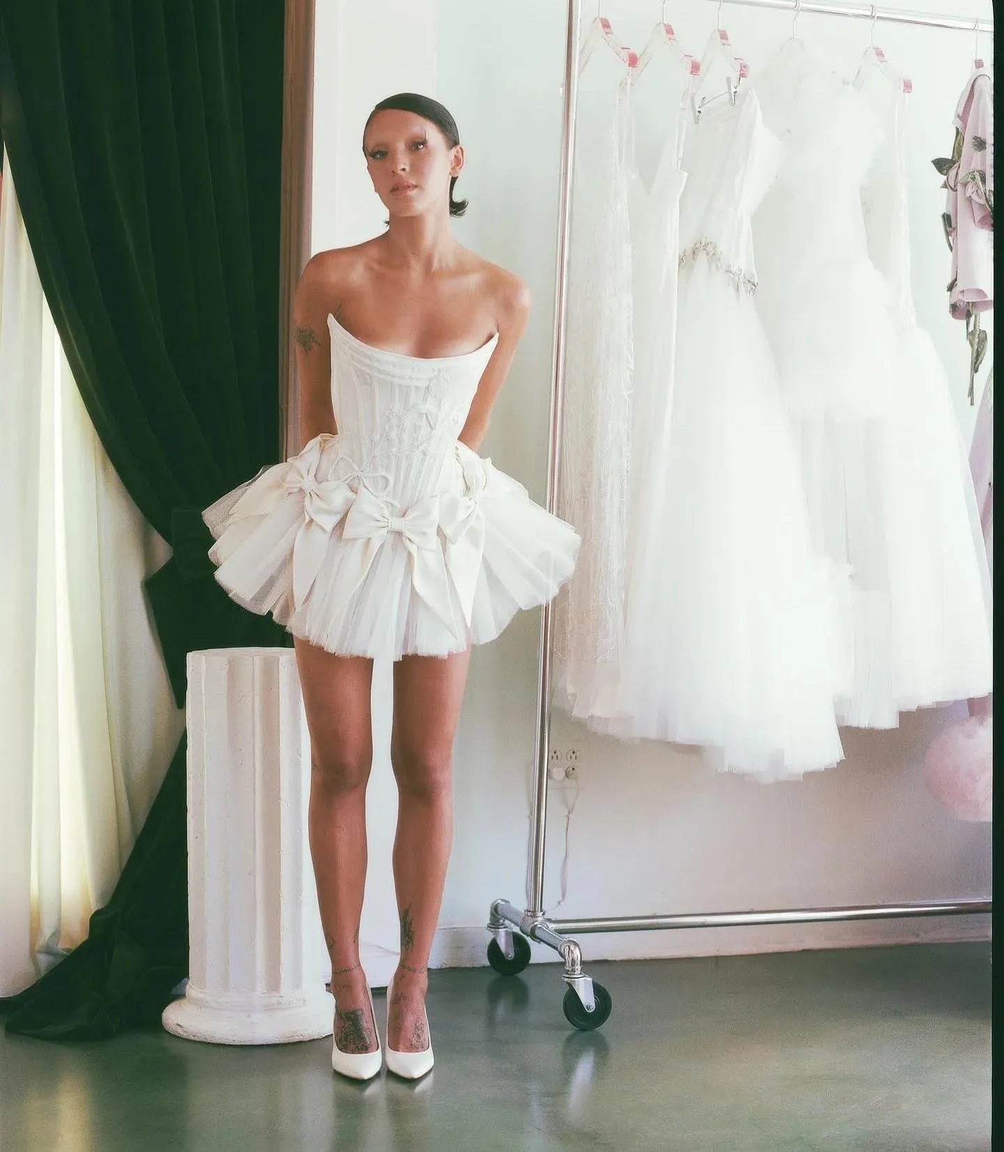 Princess Short Wedding Party Dresses Bow Front Corset Strapless