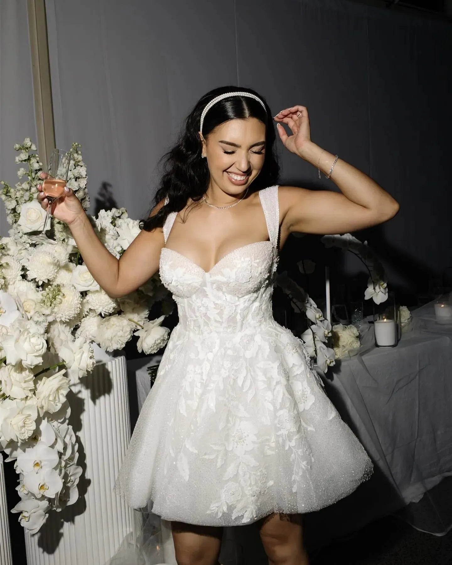 Wedding Dress With Robe Fleur 3d Robe De Mariée Courte En Dentelle