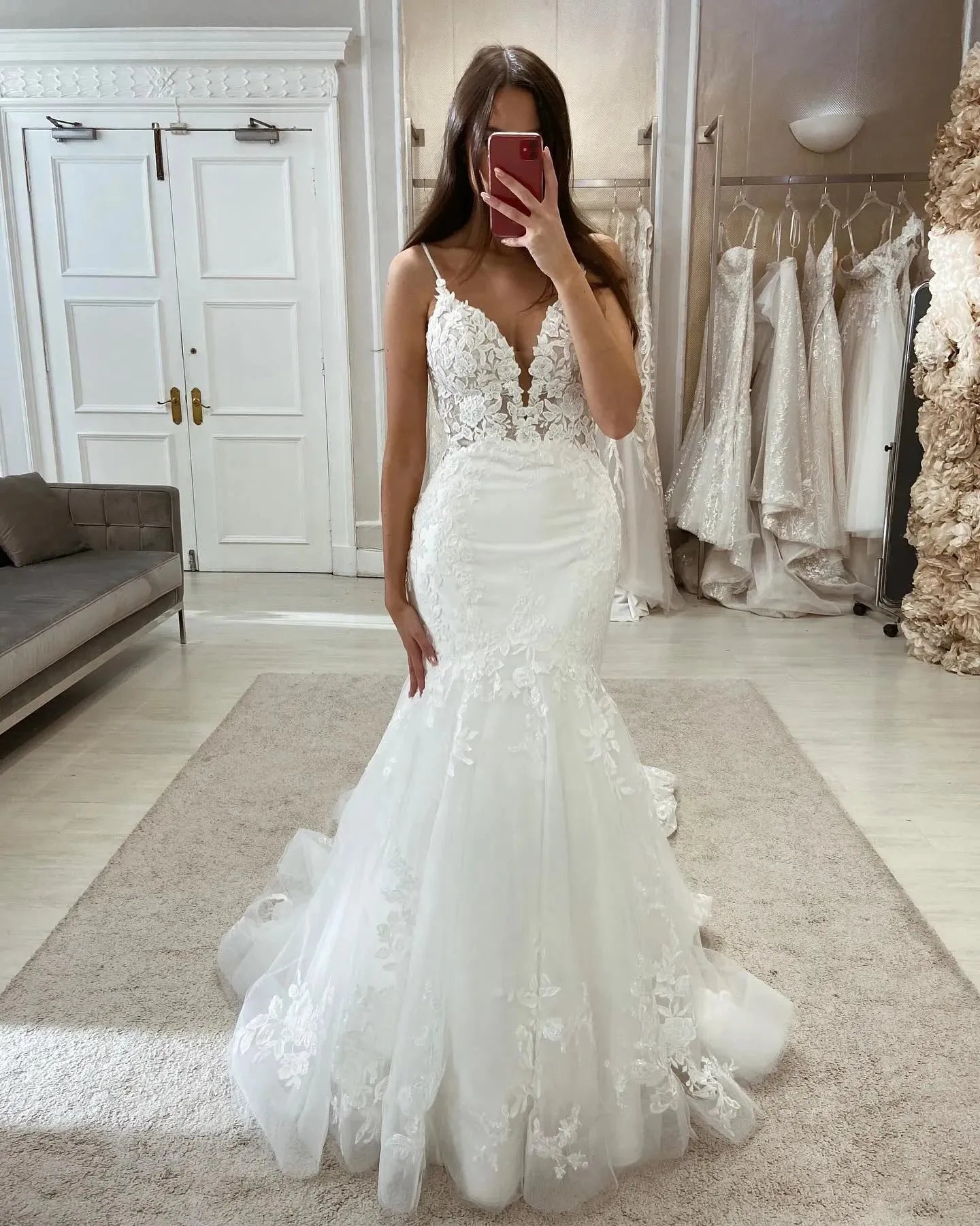 Vestidos de novia estilo sirena Gabriellar para novias, escote en V