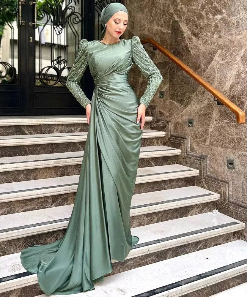 hijab formal dresses Fashion Muslim Evening Dresses: Custom Made Gowns, Long Sleeves A-Line Style for Modest Arabic Prom and Parties 60 will be charged for plus sizes Hijab Evening Dress ModaZehrada