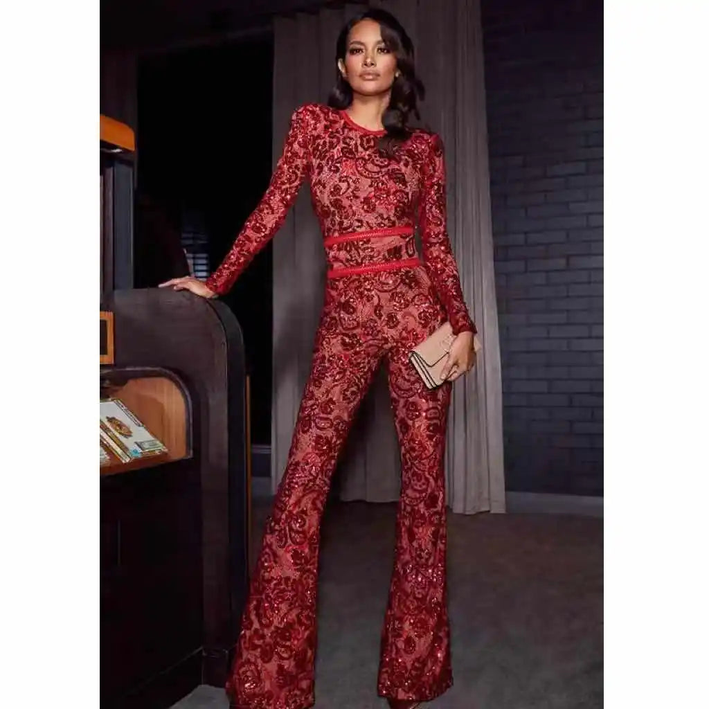 2021 Spring New Jumpsuits Hot Sale Sexy Lace Hollow Out