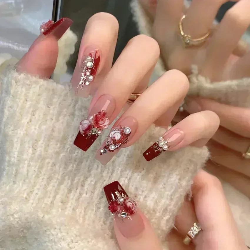 Stunning Red Bridal Nail Art Designs
