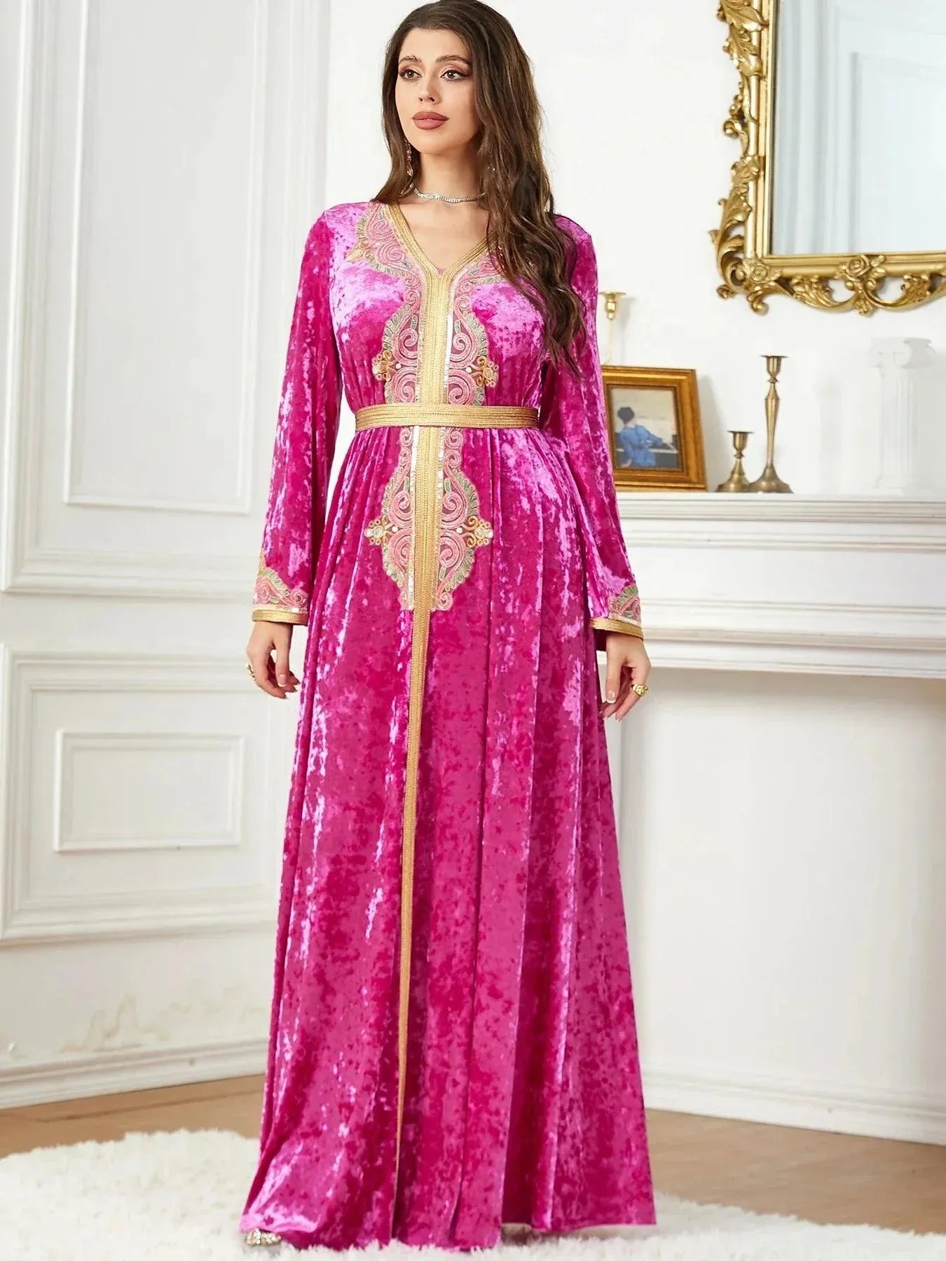 Velour Kaftan Dress Dubai Moroccan Arabic Evening Party Gown