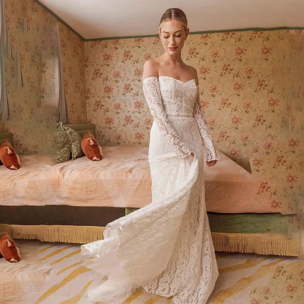 Robe de mariée sirène moderne en dentelle de haute qualité