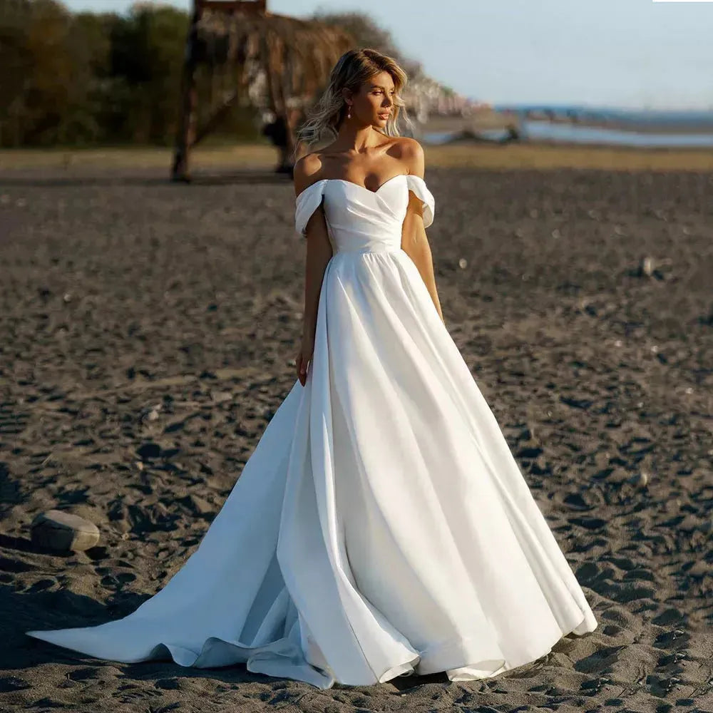 Beach Wedding Dress For Women Sexy Off The Shoulder Simple A