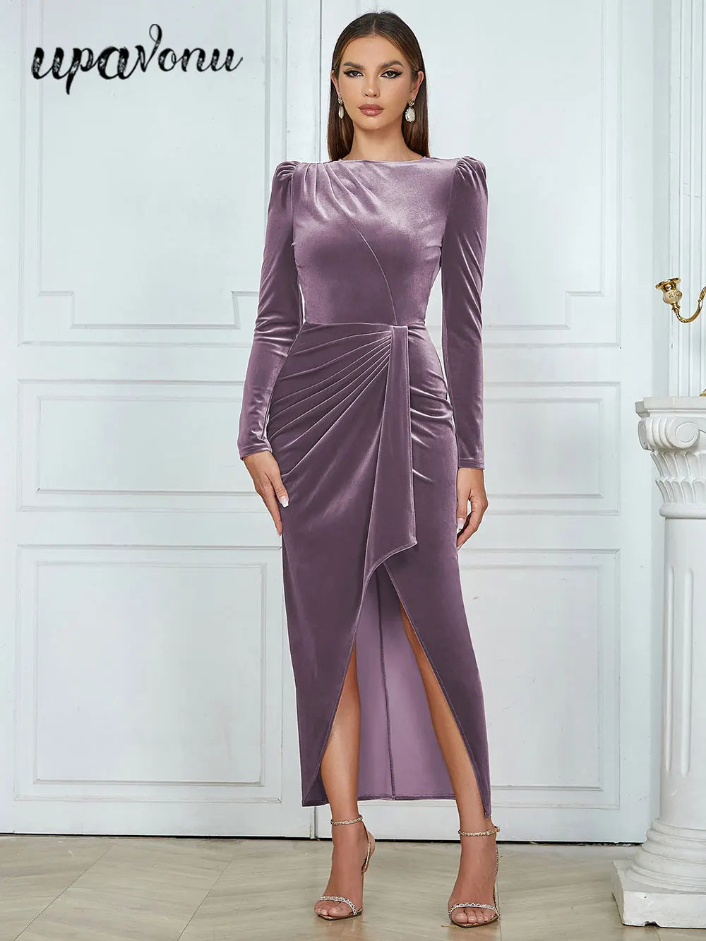 Lorenart Purple Velvet Evening Gown Elegant Long Sleeve Velvet Dress For  Women By Alex Jamaica Ubuy