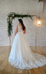 Plus Size Wedding Dresses büyük beden gelinlik  A-line Custom Made Elegant Lace Spaghetti StrapsSpaghetti Straps