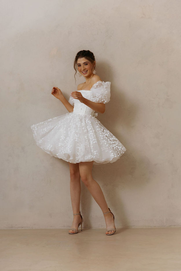 Mini abiti da sposa in pizzo Mini abiti da sposa SULLO SUBILE SUCCHI SUCCHI SEGNA PARTY CAPPETTO UNA LINEA VEStitido senza retro