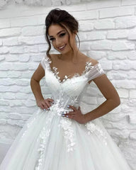 Robes de mariée princesse sur l'épaule 3d dentelle applique dames sans manches boho robes nues vestido de novia personnalisé mariée