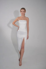 2 I 1 brudekjole Simple Court Train Bridal Gown Modern Dress Vestido de Novia Bow Satin Mermaid Princess