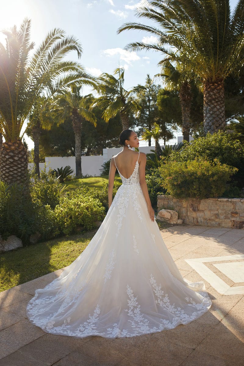 Vestidos de noiva elegantes femininos, namorada, aplique de renda aberta de tule de tule tule stap