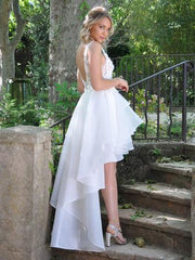 Abito da sposa in pizzo senza scollo a V corto Abito da sposa sirena moderna MODERNA MONIGLIO OW CORTE TREACE DELLA TRENO DELLA PRINCIPE PRINCIPRISSA PRINCIPRISSA WHITE VESTIDO DE NOVIA