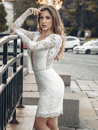 Abito da sposa a maniche lunghe a v-scollo con maniche da sposa da sposa da sposa abiti da sposa.