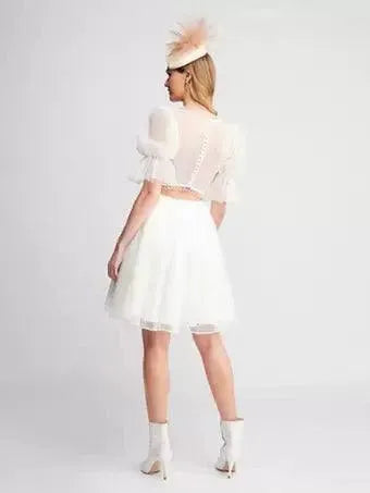 V Neck Half Sleeves Short Wedding Dress Princess White Bridal Gown Vestido De Novia Modern Satin Mermaid Bow Satin Court Train Sleeves Satin