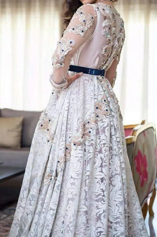 Luxury Lace caftan Evening Dresses V Neck Appliques Mother Dress Arabic Muslim Special Occasion Dresses Party Gowns As Picture