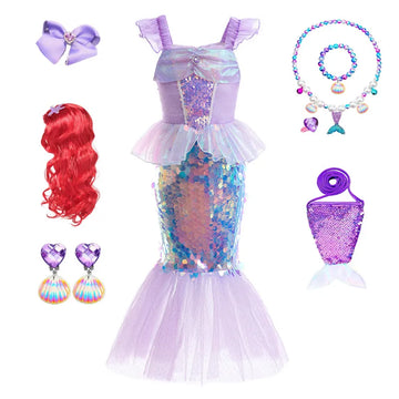 3-10 Years Mermaid Ariel Charm Princess Dress Cosplay Costumes For Kids Girl Mermaid Birthday Party Dress Halloween Clothing Sarah Houston