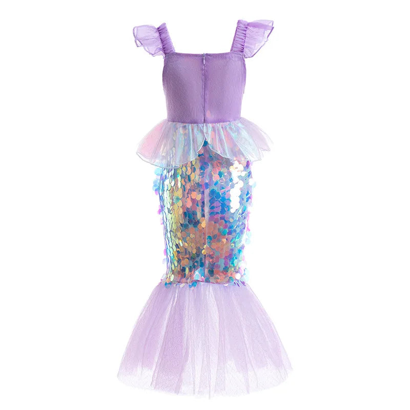 3-10 Years Mermaid Ariel Charm Princess Dress Cosplay Costumes For Kids Girl Mermaid Birthday Party Dress Halloween Clothing Sarah Houston