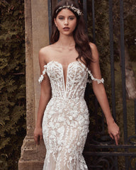 Abiti da sposa affascinanti Scoop Scoop Spaghetti Cinghie Trumpetta Appliques Abito da sposa Robe de Mariée per donne personalizzate