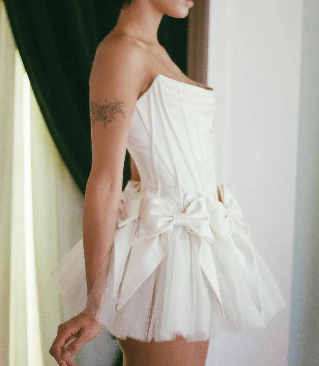 Princess Short Wedding Party Dresses Bow Front Corset Strapless Fitted Slim Tutu Ball Gown Bride Prom Gowns Dance wedding dresses Short Wedding Dress