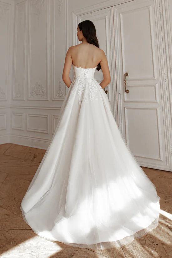 Pizzo floreale con maniche staccabili abito da sposa sirenela semplice prua principessa satinata vestido de novi gonna abito da sposa da sposa abito da sposa