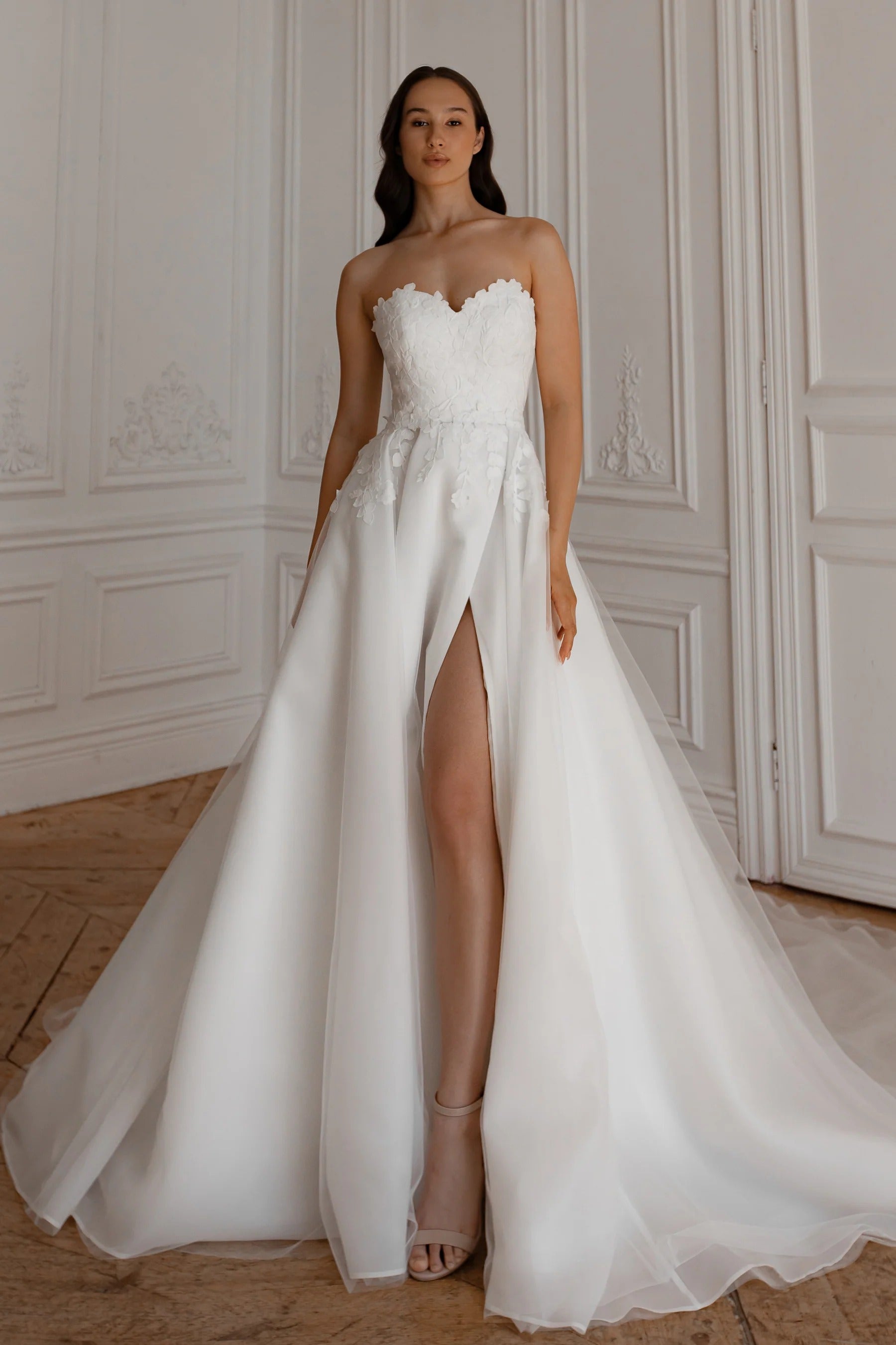 Abito da sposa con treno staccabile sirena satina principessa vestido de novi court treno abito da sposa papioni da sposa semplice