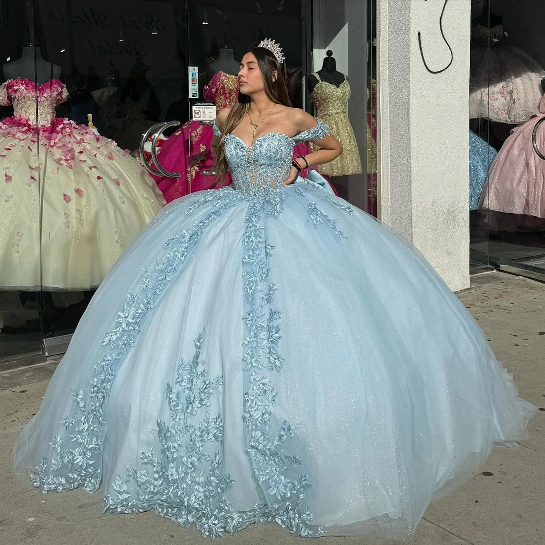 Quince Dress | Luxury Blue Quinceanera Dresses With Bow Beading Lace Appliques Vestidos De 15 Anos Formal Birthday Party Princess