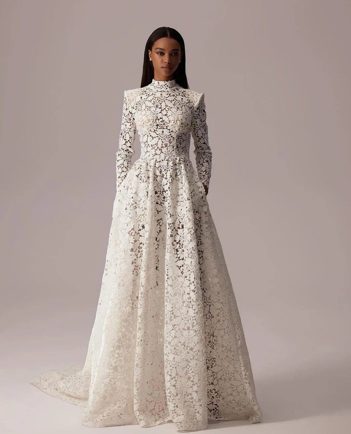 New Exquisite Wedding Dresses Lace High Collar Bridal Gowns Long New Exquisite Wedding Dresses Lace High Collar Bridal Gowns Long