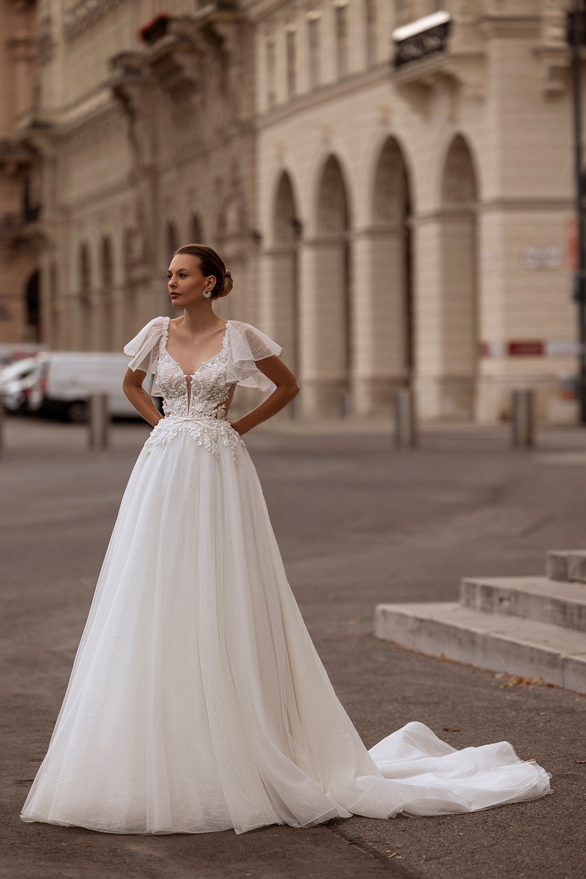 Pizzo floreale a maniche corte sirene moderna abito da sposa da sposa abito da sposa in raso vestido de nolia abito