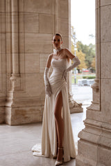 Abito da sposa senza spalline sexy moderno abito moderno sirene brover court vestido de novi abito satinato in raso