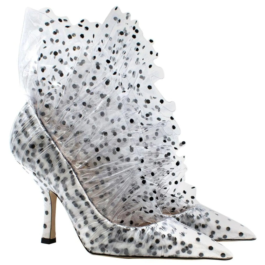 Polka Dot Pointed Toe Pumps Slip on Shallow Thin High Heels Fashion Novel Style Big Size Woman Shoes Spring Zapatillas Mujer