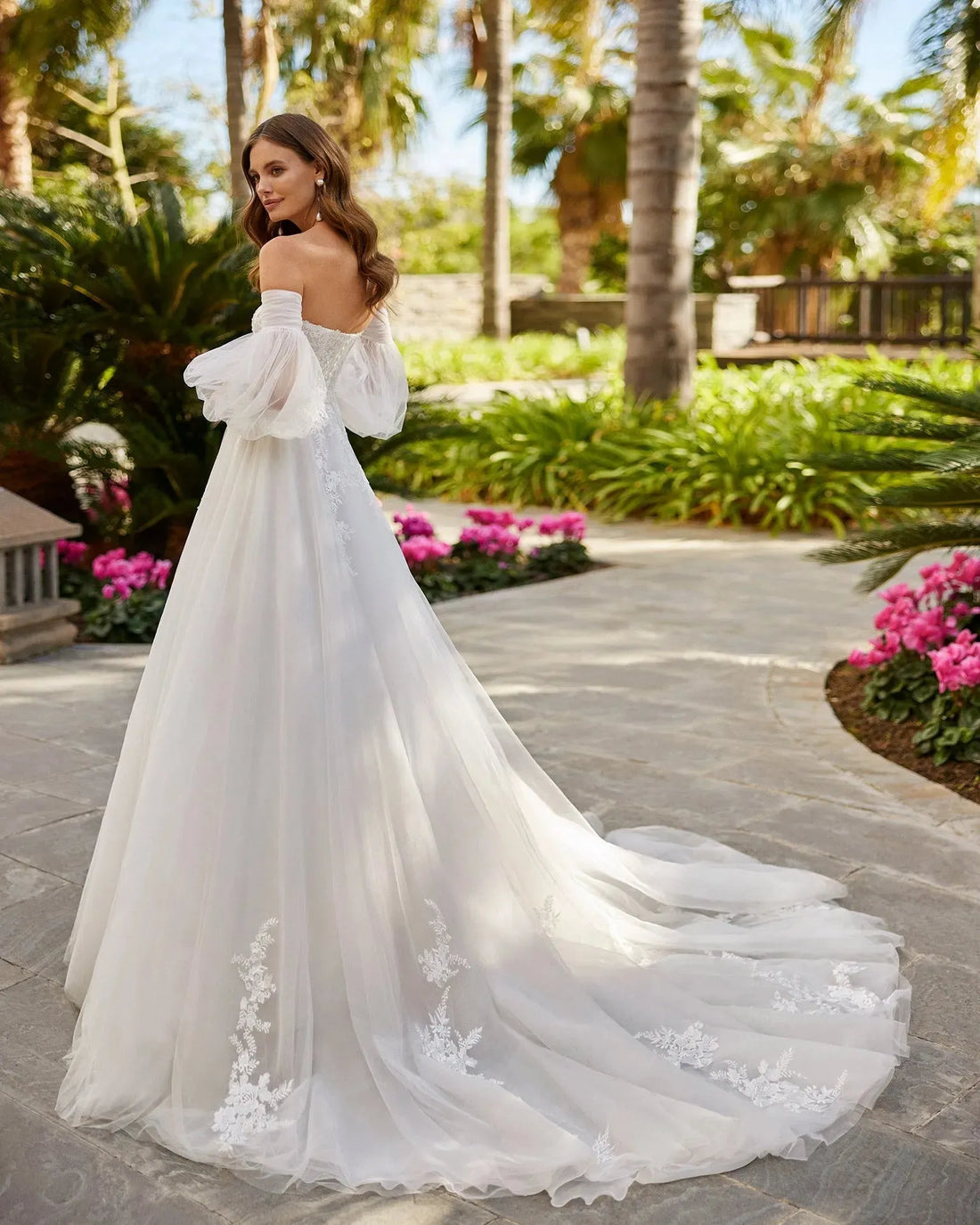 Boho Elegant Wedding Dress For Women Sweetheart Puff Sleeve Appliques Lace Backless Vestidos De Novia Custom Made Floor Length Boho