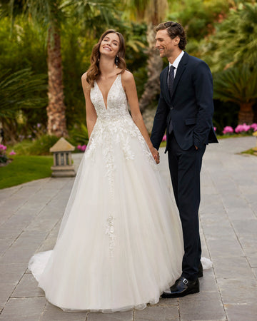 Robe de mariée élégante en dentelle, avec des Appliques, dos nu, en Tulle, sur mesure 