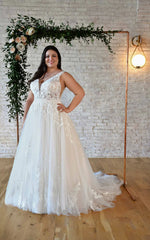 Plus Size Wedding Dresses büyük beden gelinlik  A-line Custom Made Elegant Lace Spaghetti StrapsSpaghetti Straps