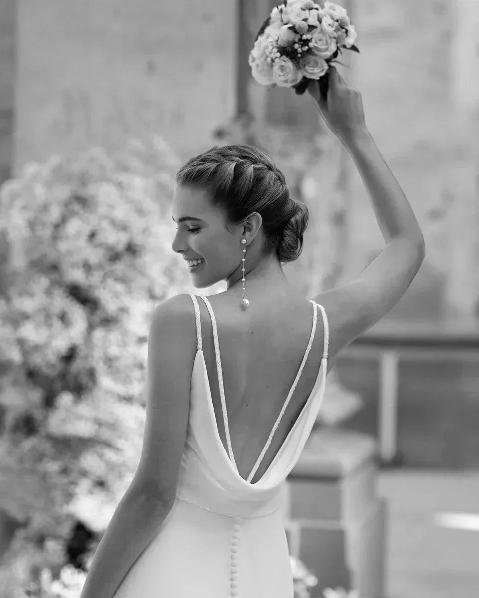 Modern Two-Piece long A-Line Wedding Dress Satin Vestido De Novia Gown Bow Satin Court Train Modern Princess Bridal Mermaid Satin