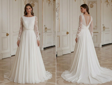 A-Line Wedding Dress For Beach Wedding Lightweight Chiffon