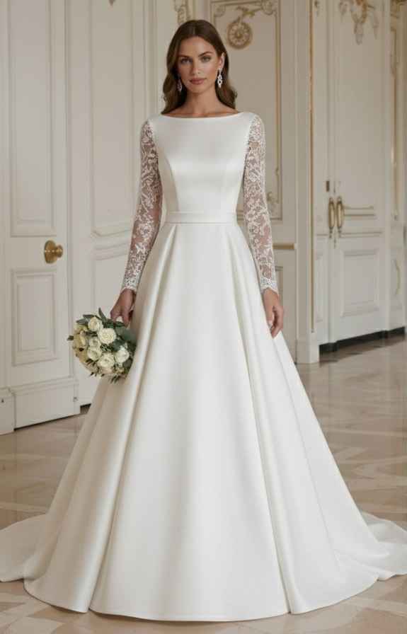 A-Line Wedding Dress For Black Tie Wedding Formal