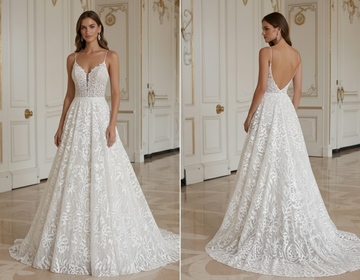 A-Linien Hochzeitskleid für Boho-Hochzeit Spitzen-Detail