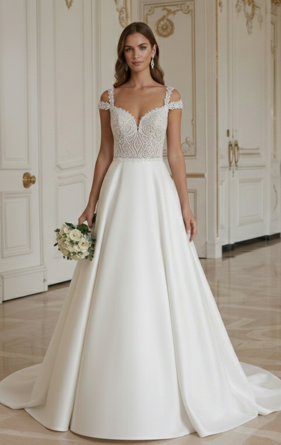 A-Line Wedding Dress For Elegant Evening Reception