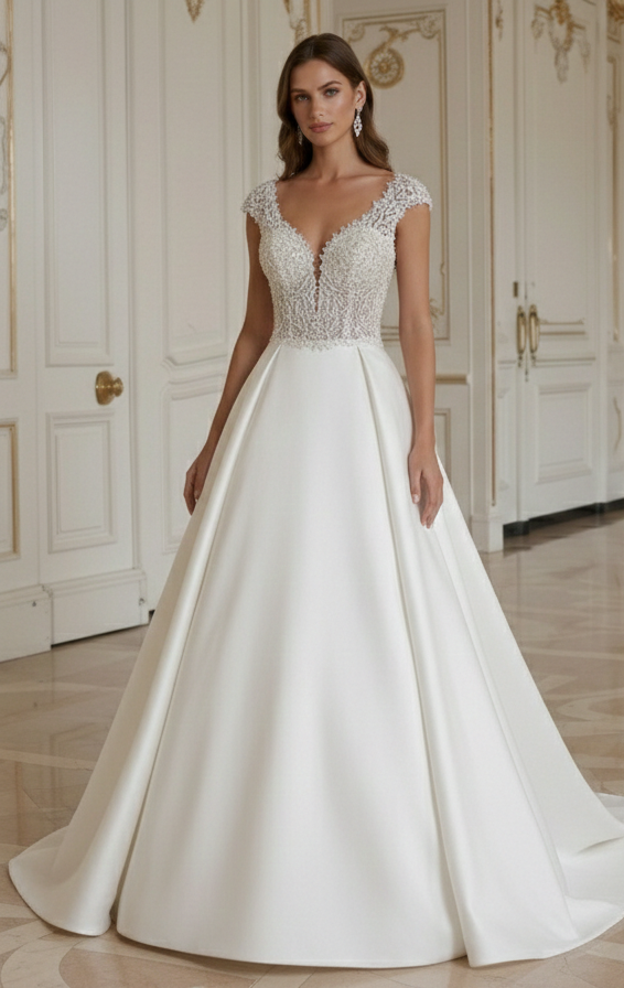 A-Line Wedding Dress For Formal Ballroom Wedding