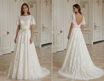 A-Line Wedding Dress For Rustic Wedding Lace Detail