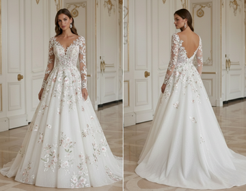 Vestido de Noiva Linha A Para Casamento na Primavera Detalhe Floral