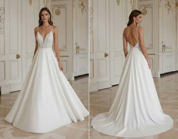 Robe de mariée ligne A Pour mariée d’été Tissu léger