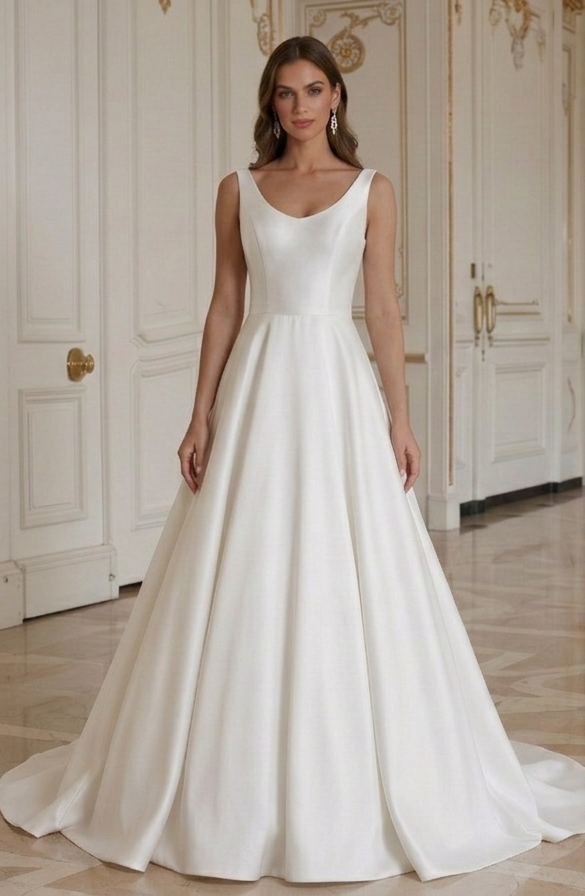 A-Line Wedding Dress For Summer Wedding Sleeveless Bridal