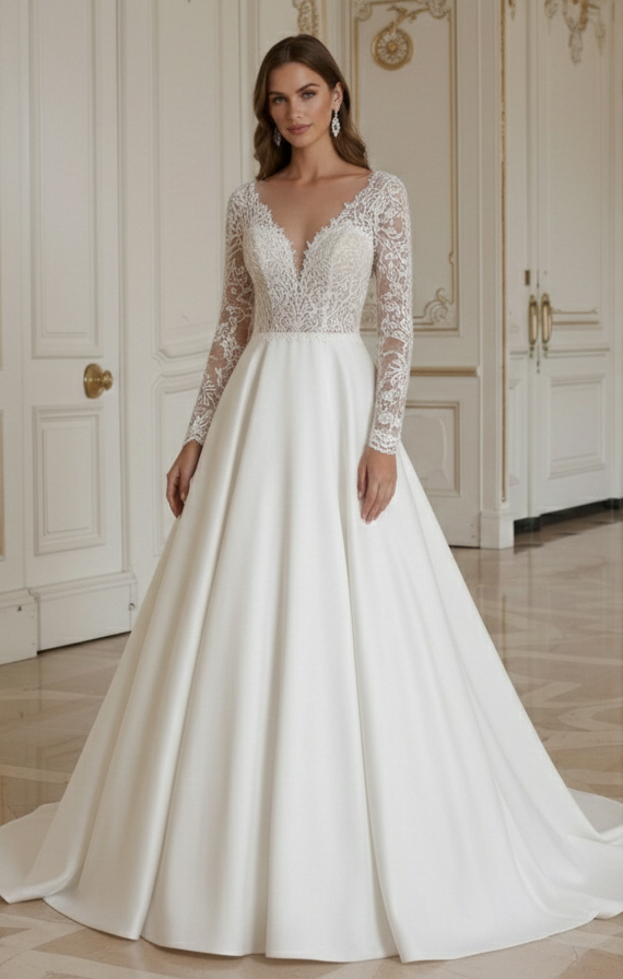 Rochie de mireasă A-line pentru mireasă înaltă tren dramatic