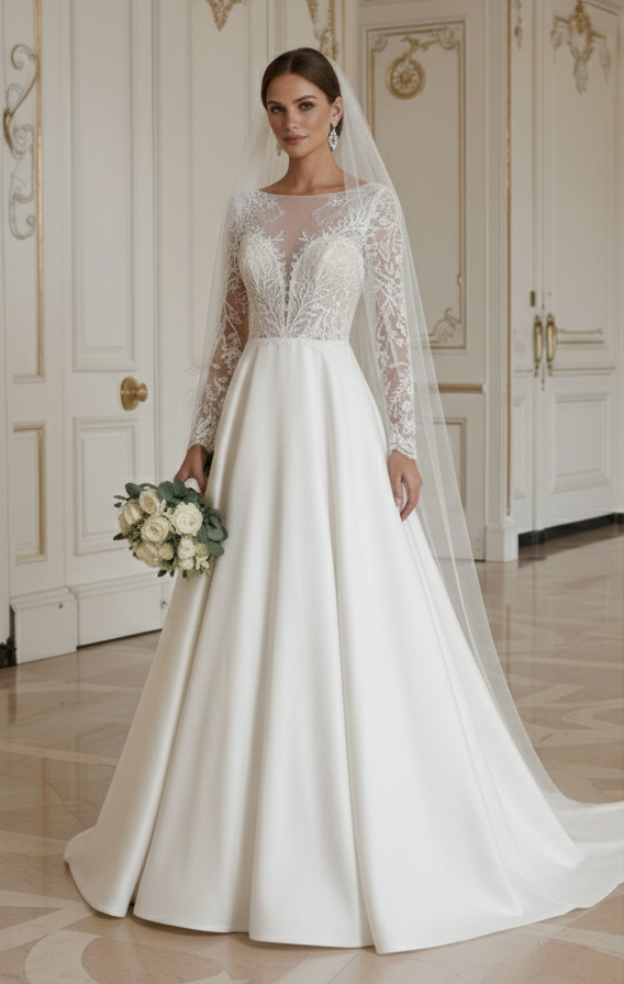 A-Line Wedding Dress For Traditional Church Ceremony