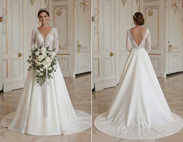 Rochie de mireasă A-Line cu dantelă lucrată manual