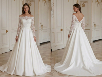 Abito da Sposa A-Line con Strascico a Cattedrale Abito Classico