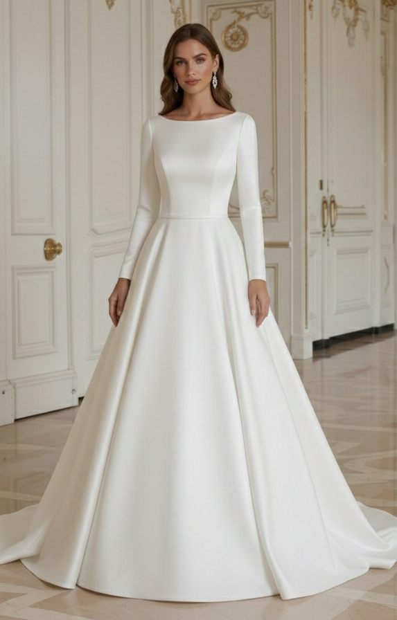 A-Line Wedding Dress With Chapel Train Timeless Bridal
