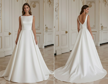 A-Line Wedding Dress With Court Train Simple Style