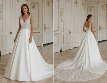 A-Line Wedding Dress With Detachable Train Versatile Bridal